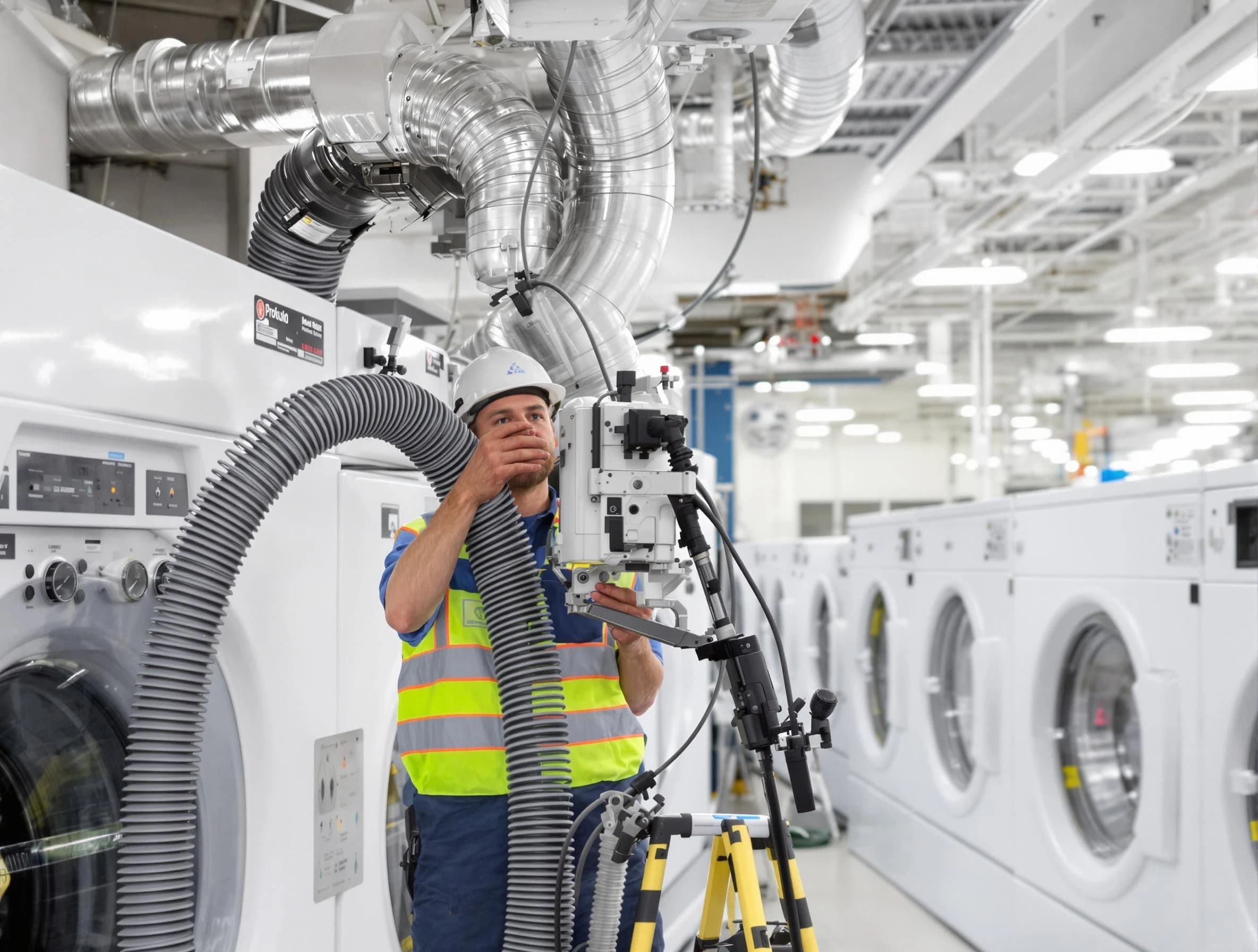 Colonial Heights Dryer Vent Cleaning team performing commercial-grade dryer vent cleaning at a business facility in Colonial Heights