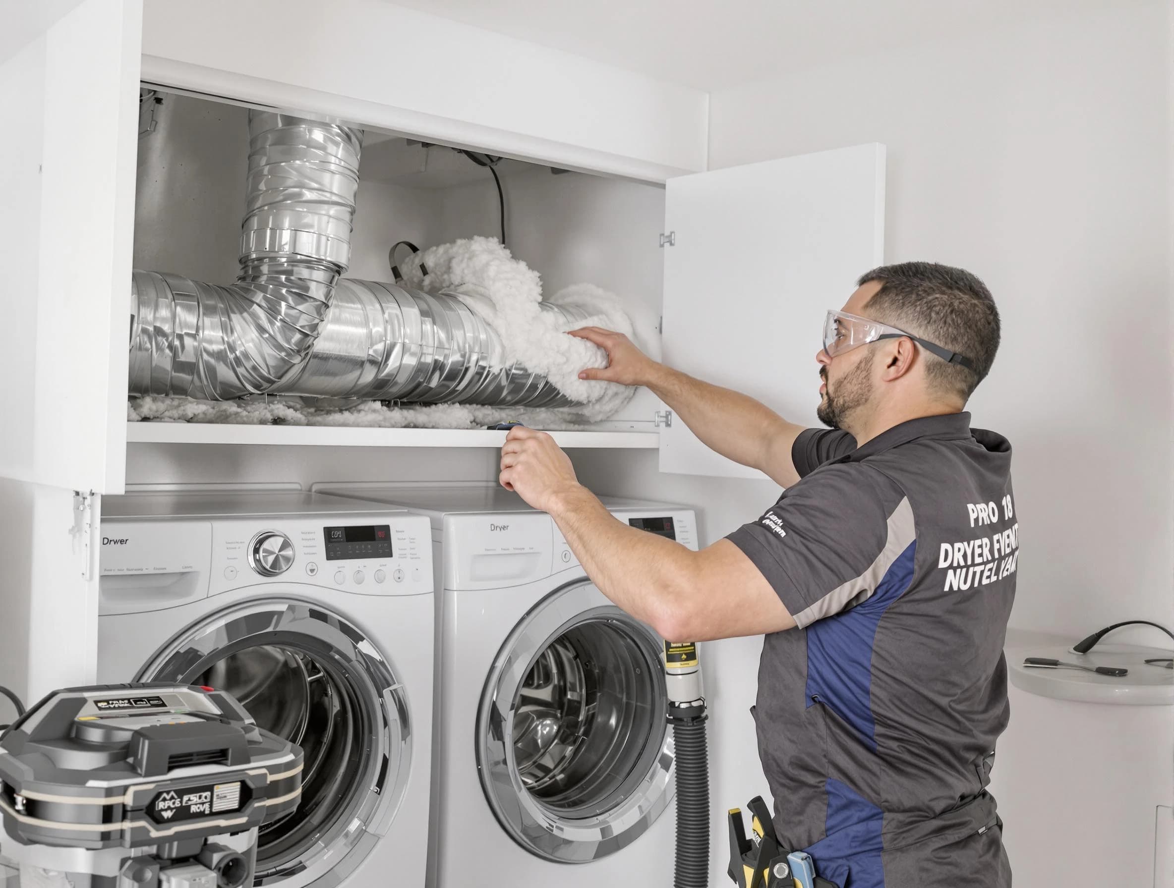 Colonial Heights Dryer Vent Cleaning certified technician performing specialized gas dryer vent cleaning in Colonial Heights